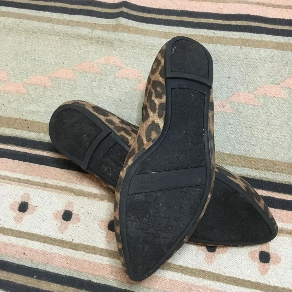 Ann Taylor Loft 7.5 women’s cheetah print Ballerina flat shoes pointy toe GUC